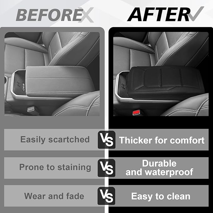 Muslogy Center Console Armrest Cover Compatible with GMC Terrain 2025 2026 Comfort Armrest Pad Arm Rest Cushion Vegan Leather Protector Regular Thick