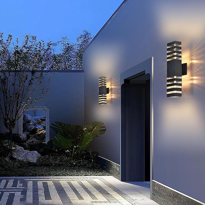 18inch LED Square Up & Down Wall Lights,24W Outdoor Wall Light 4000K Day White Aluminum Body Waterproof IP65 LED Exterior Light Fixtures Wall Mount for House Patio Garage Garden. (8 Pack)