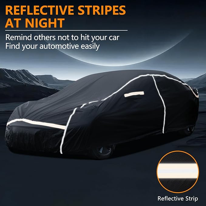 Car Cover Waterproof All Weather,6 Layers Car Covers for Automobiles, Full Exterior Cover with Zipper, Outdoor Car Cover Sun UV Rain Snow Wind Protection, Fit for 196"(196*74*59 inch)Sedan
