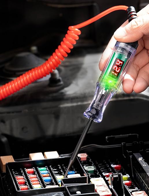 Upgrade Automotive Test Light with 3-80V LED Digital Voltage Display, Auto Circuit Tester with Voltmeter & Extra Probe, Electric Test Pen w/Dual Color Polarity Indicate for Car Fuse DIY Testing