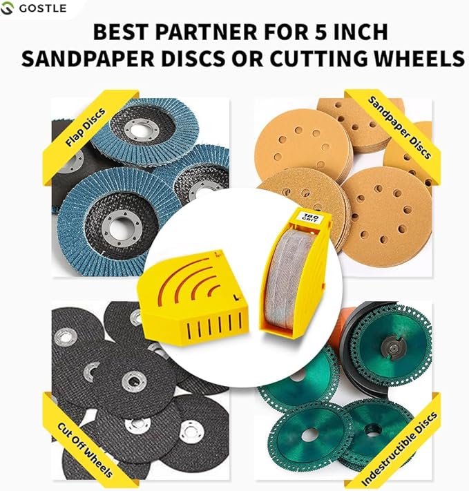 5 Inch Professional Sanding Discs Storage Bins - 8 Bins Set for Efficient Organization, Offset Snap-On Connection, Grit Classification, Space-Saving Design and Versatile Application, Yellow