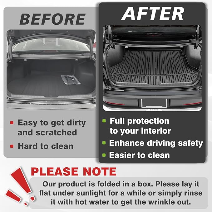 TripleAliners All Weather Trunk Mat Compatible with 2024-2025 KIA K4 Sedan Accessories Cargo Mat Custom Fit TPE Full Coverage Protection Odorless Waterproof Cargo Liner