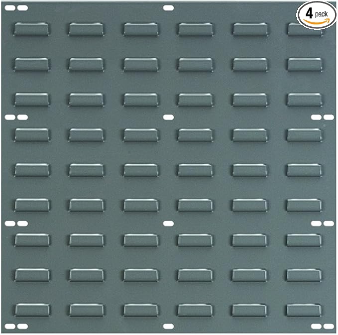 Akro-Mils 30618 Heavy Duty Wall Mount Garage Storage Steel Louvered Panel | Wall Storage Bin Hanging Organizer System for AkroBins, 18-Inch W x 19-Inch H, Grey, 4 Pack