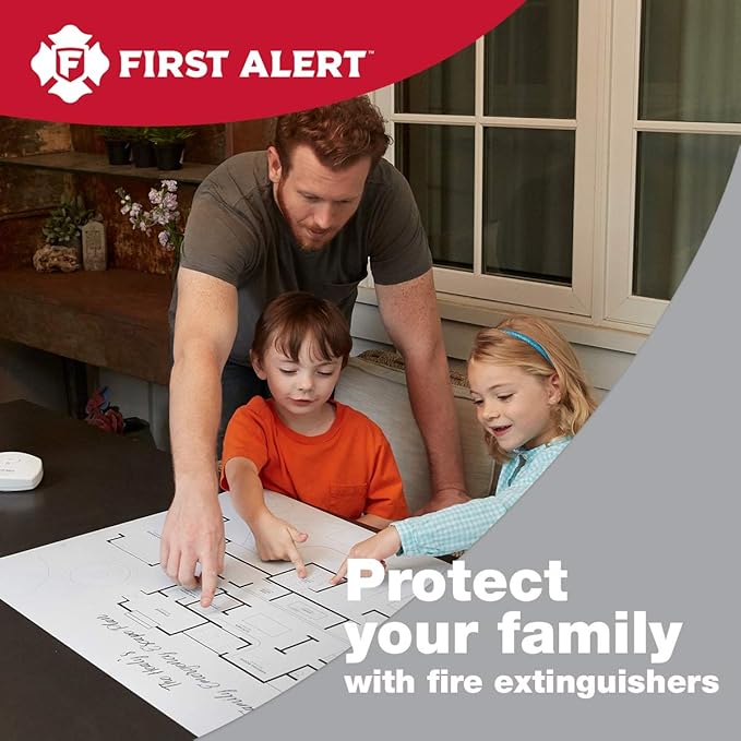 First Alert Fire Extinguisher for Home & Commercial Use, Heavy Duty Rechargeable Compliance Unit, UL RATED 2-A:10-B:C, HOME2PRO, Red, 1-Pack
