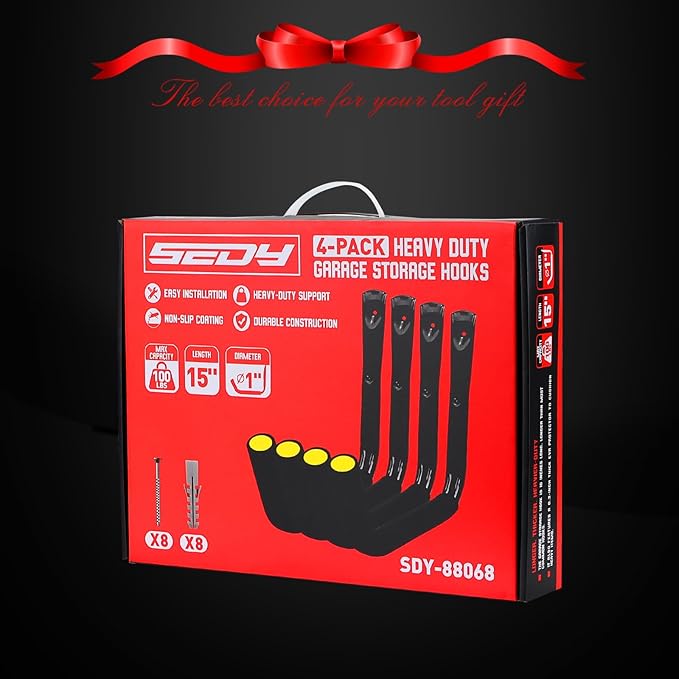 SEDY 4-Piece 15" 100 Lbs Heavy Duty Garage Storage Hooks, Kayak Storage Rack Garage Hooks Jumbo Arm Kayak Wall Mount for Hanging Surfboard Snowboard Paddle Board Ladders Bikes