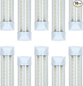 10 Pack 8FT T8 LED Shop Lights, 100W Integrated Tube Light, 19200LM 6000-6500K Daylight, Linkable Lighting, Plug & Play Energy-Saving Commercial Bay Lighting Garage Warehouse Basement (V2)
