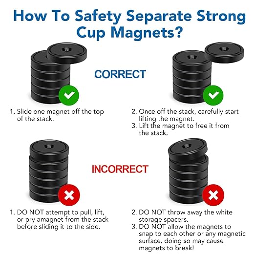 LOVIMAG Strong Neodymium Cup Magnets, 3 Sizes, 12Pcs Black Heavy Duty with Countersunk Hole and Screw for Wall Mounting, Holding Tools, Lifting, Fridge, Cabinet