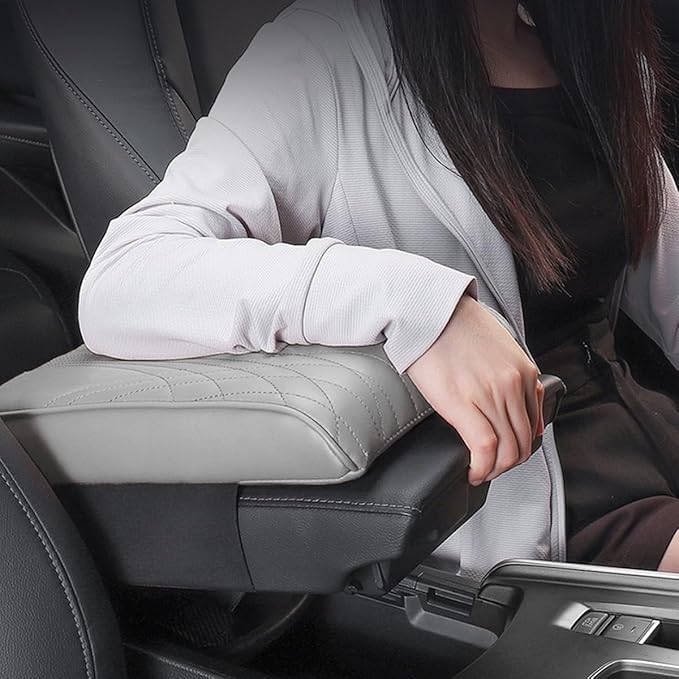 Car Center Console Cover, Memory Foam Car Armrest Cushion, Beige Auto Arm Rest Pad, Leather Arm Rest Covering Car, Hand Rest Pillow for SUV/Truck/Vehicle (No.2 Gray)