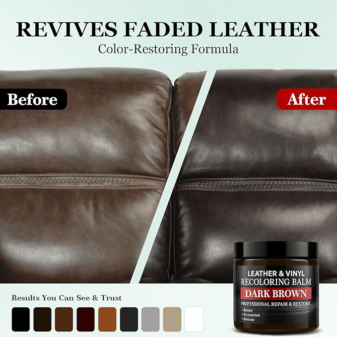 Leather Color Restorer, Leather Recoloring Balm, Scratch Remover, Leather Dye, Leather Paint, Leather Repair Kit for Furniture Couches Car Seats Shoes Bags, White