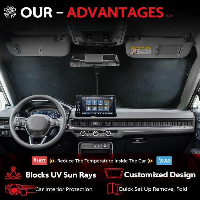 KAYZT Windshield Sun Shade for Honda CRV 2023-2025 2026 CR-V Foldable Sunshade SUV Front Window Custom Fit Accessories