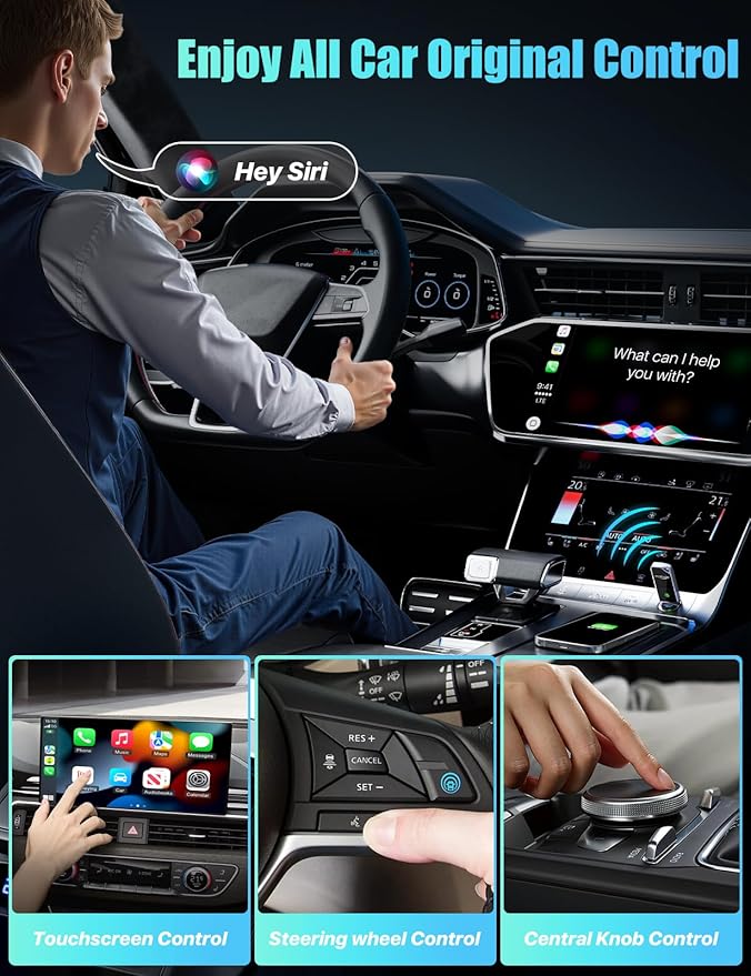 ZIUMIER Wireless CarPlay Adapter, Convert OEM Wired to Wireless CarPlay Dongle, Mini Edition, Plug and Play, No Latency, Compatible with Apple iPhone iOS 10+ & Cars from 2016+