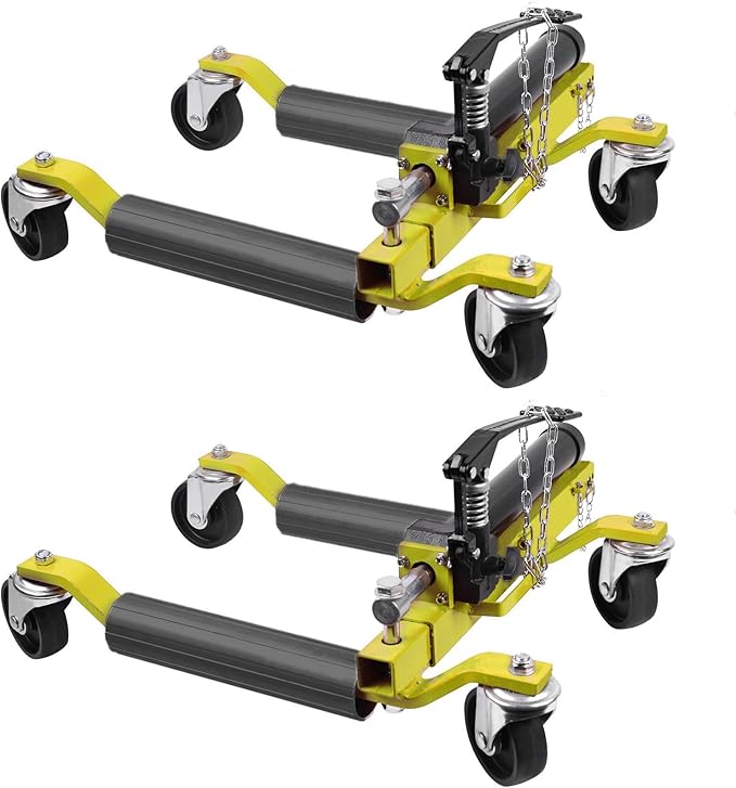 2 Pcs Car Wheel Dolly with Hydraulic Tire Jack, 1500LBS Capacity Trailer Dolly for Vehicle Positioning for Truck RV Trailer, Yellow