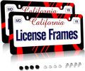 Stainless Steel Red Black License Plate Frame Red Metal License Plate Frame Car Tag Frame Holder Cover Front Rear Car License Plate Covers for Men Women 12.3" X 6.3"