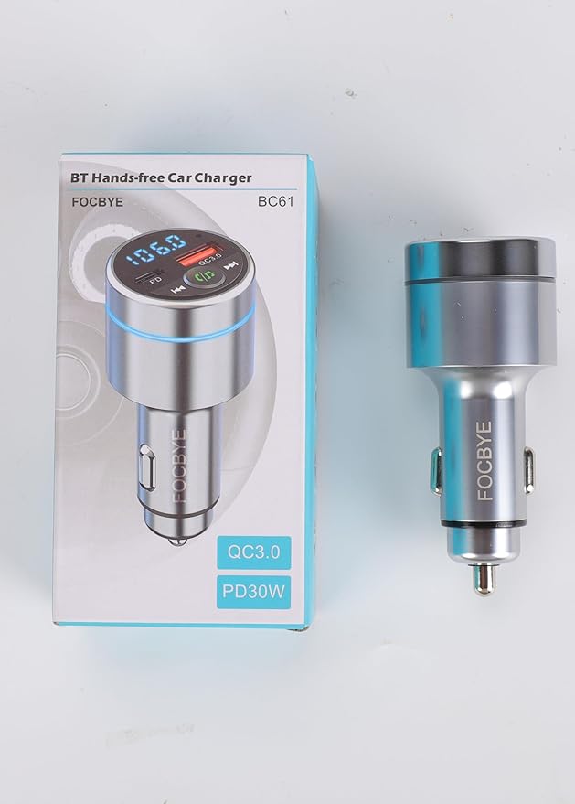 FM Transmitter for Car Bluetooth 5.3, All-Metal PD 20W & QC3.0 18W Fast Charger, Wireless FM Radio Car Kit Bluetooth Adapter, Noise Cancelling Hands-Free Call, Hi-Fi Music, Ring Light