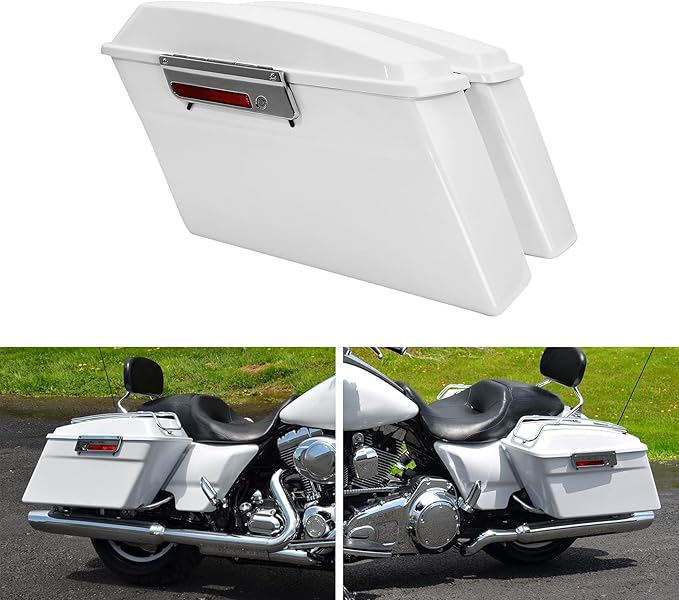 XFMT White Hard Saddlebags Saddle Bags Trunk W/Black Conversion Brackets For Harley Softail Heritage Classic Deluxe 1984-2017