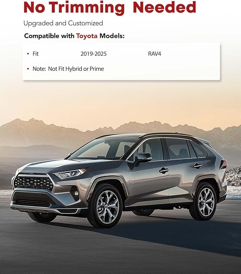 YHTAUTO Floor Mats Fit 2019-2025 Toyota RAV4(Not Fit Hybrid or Prime), TPE All Weather Car Mats Waterproof Anti-Slip Odorless Floor Liner, Interior Car Accessories Front & 2nd Row Liner