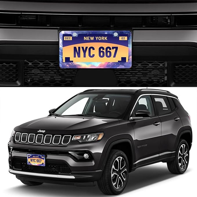 Space Galaxy License Plate Frame Blue Cloud Stars Sky Stainless Steel License Plate Holder Auto Parts Decoration with Screws License Plate Holder 12x6 Inch for Women Gift Car Accessories
