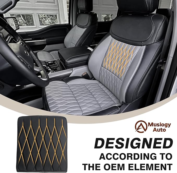 Muslogy Center Console Armrest Cover Compatible with Ford F-150 F150 2021-2025 Comfort Armrest Pad Arm Rest Cushion Vegan Leather Protector Regular Thick(WorkSurface ONLY)