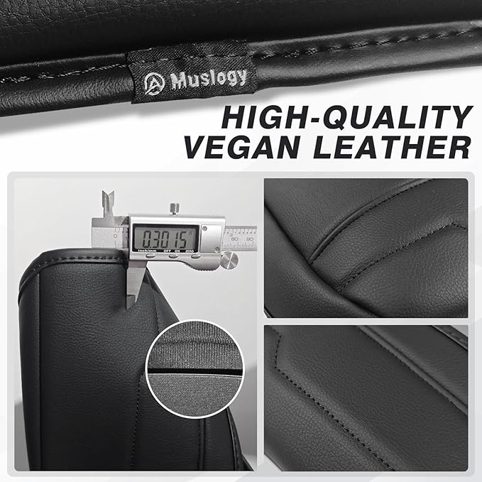 Muslogy Center Console Armrest Cover Compatible with Chevy Silverado & GMC Sierra 1500 2500 3500 2022-2025 Comfort Armrest Pad Arm Rest Cushion Vegan Leather Protector Regular Thick(Bucket Seat ONLY)