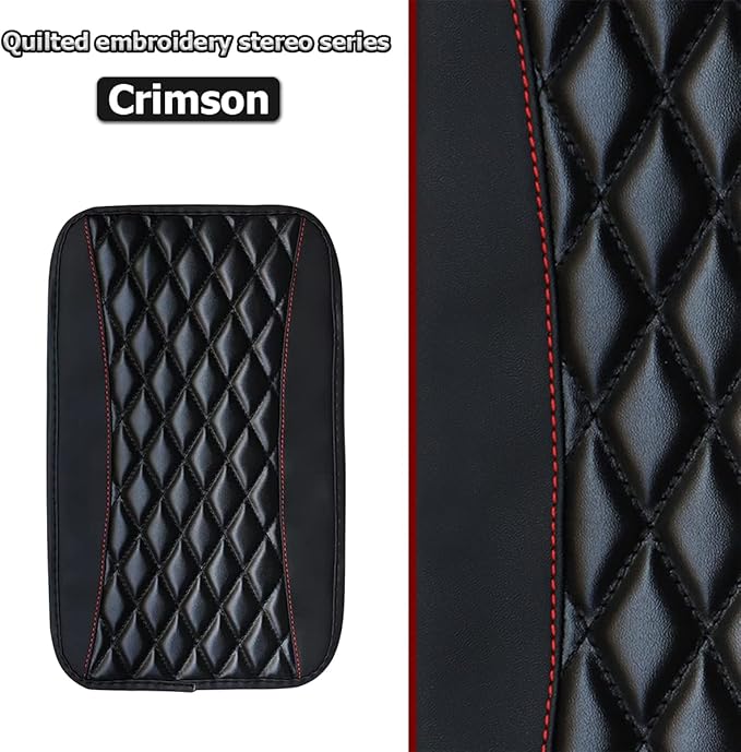 Car Center Console Cushion Pad, Universal Leather Waterproof Armrest Seat Box Cover Protector,Comfortable Car Decor Accessories Fit for Most Cars, Vehicles, SUVs (Black)