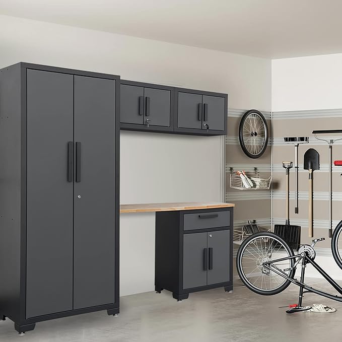 Torin Cabinet System Garage Storage Set, Black/Grey, AGPZC30121002B-1