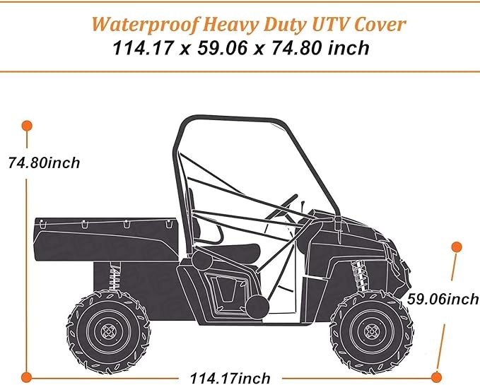 NEVERLAND UTV Covers Heavy Duty - Side by Side Cover Waterproof 300D Outdoor Storage Waterproof Black Compatible with Honda Pioneer Polaris Ranger Protection 114.17"x 59.06"x 74.80"(290x150x190 cm)