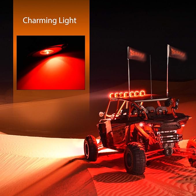 Nilight LED Rock Light 4PCS Underglow Wheel Well Pods Waterproof Exterior Underbody Roof Rack Side Lamps for Car Truck Pickups ATV UTV SUV Motorcycle Boat, Red Color