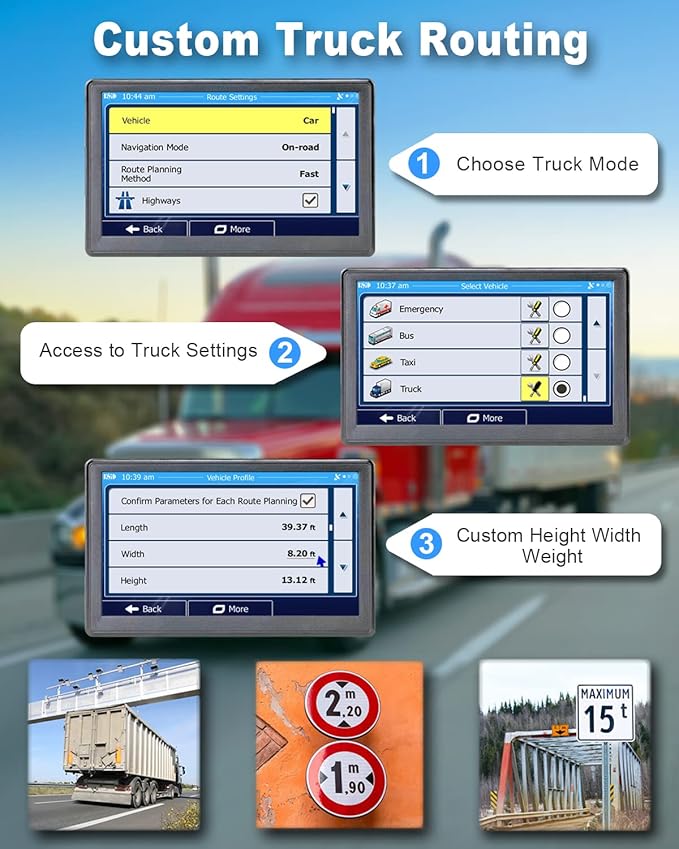 N800 GPS Navigator for Car with Bluetooth, 7” Truck GPS Commercial Drivers, 2025 Maps (Free Lifetime Updates), Semi Trucker GPS Navigation Systems, Custom Truck Routing