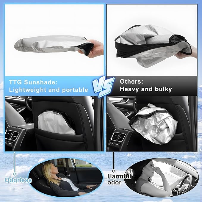T TGBROS Windshield Sun Shade for Kia Sorento 2021-2025 2026 Front Window Sunshade Sun Shield Foldable Sun Visor Cover for Sorento Accessories Block Heat and Sun Protection