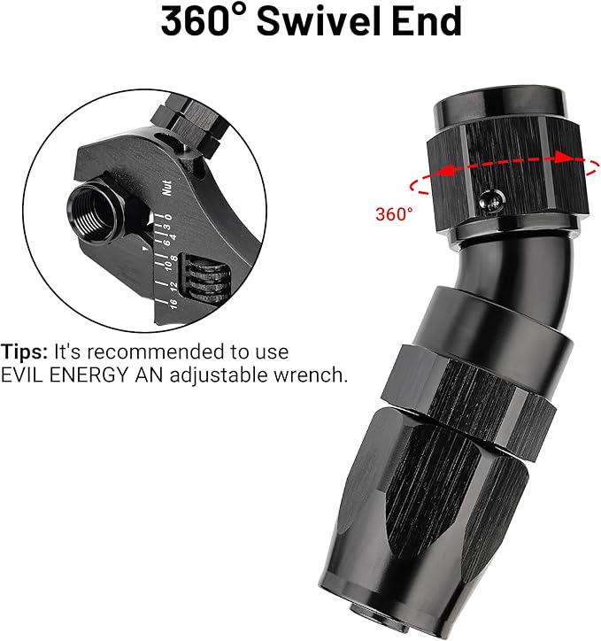 EVIL ENERGY 6AN 30 Degree One Piece Full Flow Hose End Fitting Swivel For CPE Braided Hose
