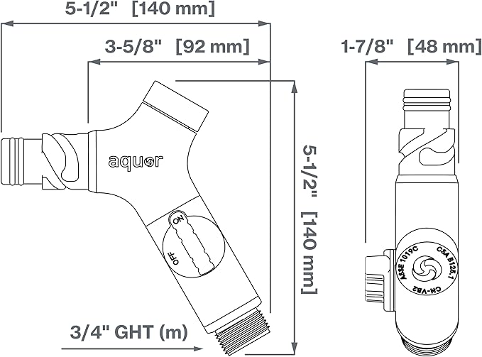 Aquor Comfort Grip VB Hose Connector – Garden Hose Connector with Built-In Vacuum Breaker & Ball Valve, Backflow Prevention, Ergonomic Non-Slip Grip – Slate Gray, Compatible with Aquor Hydrants