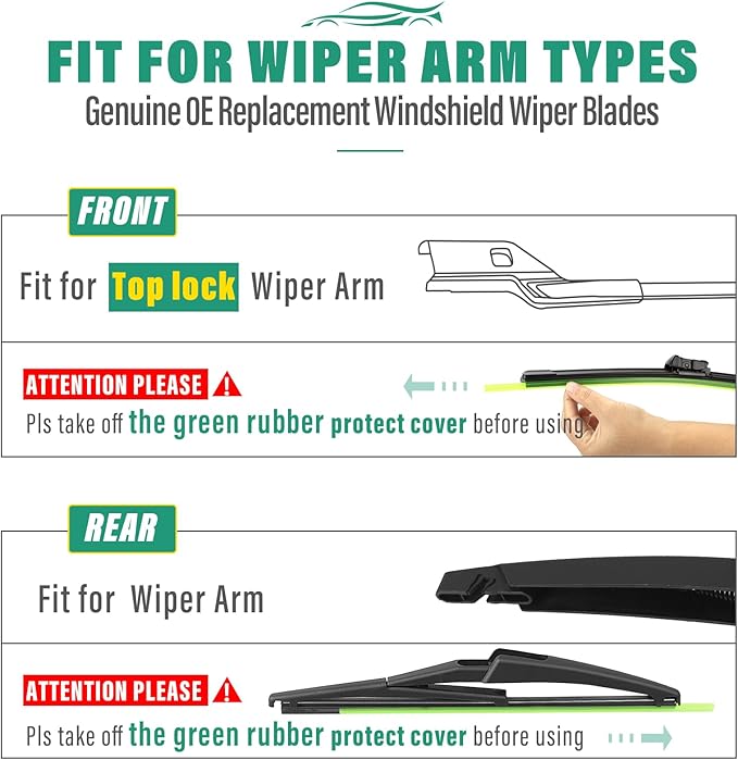 22" 20" 11" Windshield Wiper Blades Replacement for Jeep Renegade 2015 2016 2017 2018 2019 2020 2021 2022 2023 Premium All Weather Front Rear Wipers Set - OEM Quality (Pack of 3)