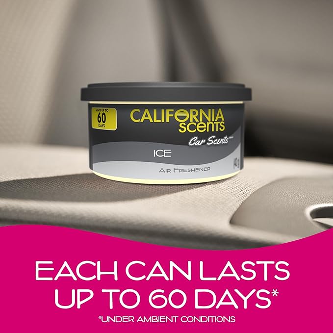 Can Air Freshener and Odor Neutralizer by California Scents, Set of 12 Spillproof Cans for Home and Car, Assorted Scents, 1.5 Oz Each