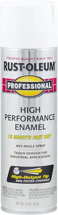 Rust-Oleum 7592838 Professional High Performance Enamel Spray Paint, 15 Oz, Gloss White