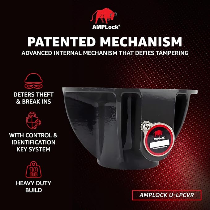 AMPLock - U-LPCVR Heavy Duty 5th Wheel Lock, Patented Cylinder Lock, Travel Trailer Security Conical 5th Wheel Lock, Reliable Heavy Duty 5th Wheel Lock, Anti Theft Trailer Protection & Security