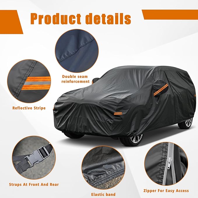 Kayme 7 Layers SUV Car Cover Custom Fit for Toyota RAV4 (2006-2025), Waterproof All Weather for Automobiles,Rain Sun UV Protection.Black