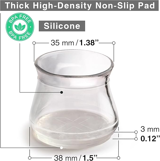 X-Protector Silicone Chair Leg Floor Protectors with Non-Slip Furniture Pads - 24 PCS 1.3" - 2" - Anti-Slip Chair Leg Covers - Non-Skid Furniture Leg Caps - Furniture Pads for Hardwood Floors!