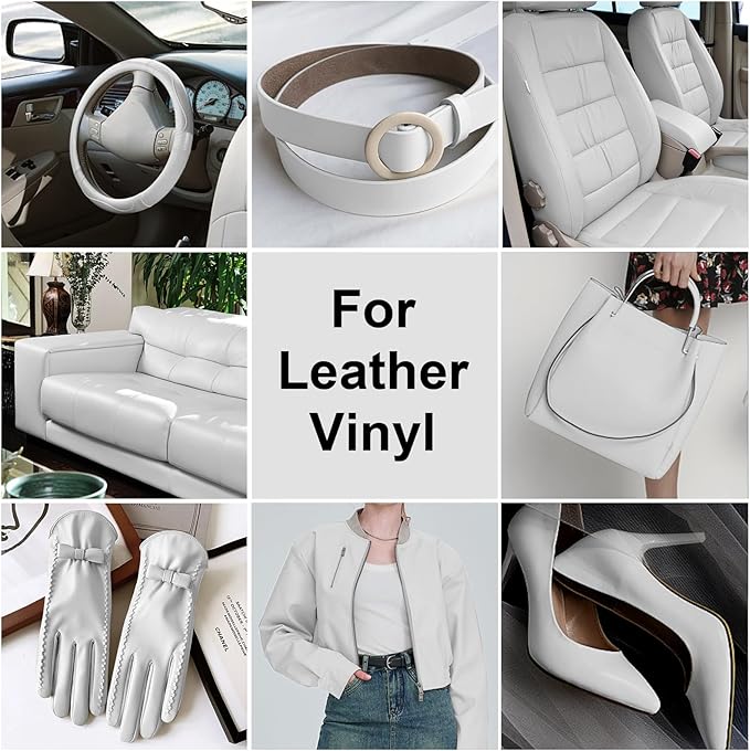 Leather Recoloring Balm, Leather Color Restorer Conditioner, Leather Restorer for Couches Paint, Leather Scratch Remover, Scratch Leather Faded Repair Kits for Vinyl Furniture (White, 75ML)