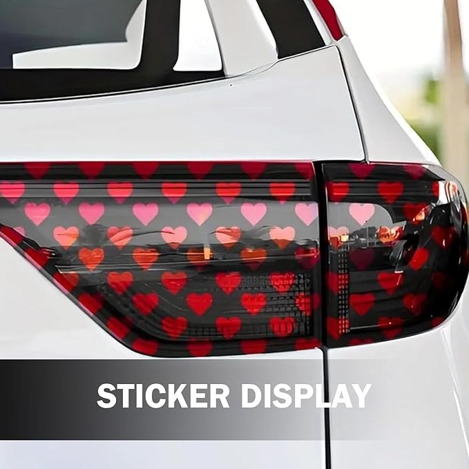 Car Rear Tail Light Lamp Stickers, Hollow Heart Pattern Sticker, Waterproof Taillight Tint Film Sheet for Car Rear Tail Lights, Funny DIY Headlamp Taillight Cover Trim (Black)