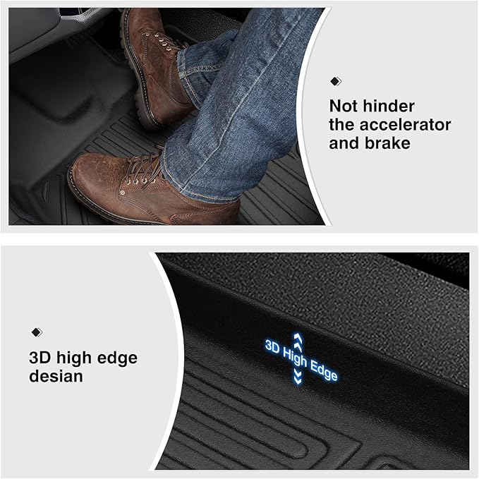 Powerty Floor Mats for 2022-2025 Honda Civic/2023-2025 Acura Integra Accessories All Weather Floor Liner 3D TPE 1st & 2nd Row Floor Mat Heavy-Duty Floor Liners