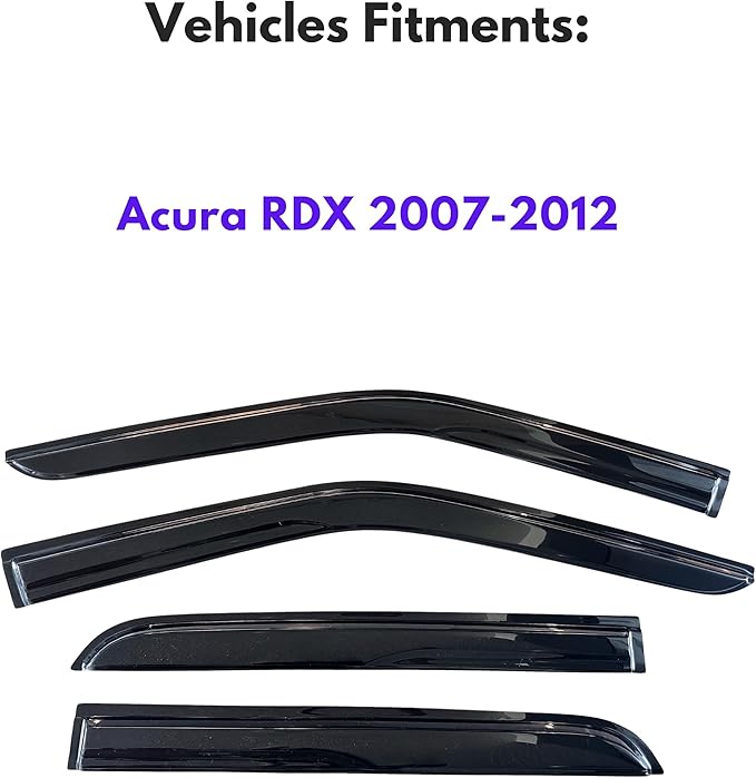 KPY Window Visor Compatible with Acura RDX 2007-2012, 4PC Rain Guard Side Window Vent Deflectors Tape-On Mugen Style, 2007 2008 2009 2010 2011 2012