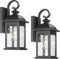 FEMILA 2 Packs Outdoor Waterproof Wall Lights Fixture, 15" Wall Lantern for Porch, Anti-Rust Matte Black Finish with Water Ripple Glass,4FD54B-2PK BK-WP