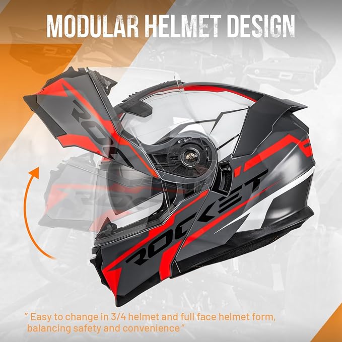 Modular Motorcycle Helmets Full Face Flip up Street Bike Motorcycle Helmet for Unisex Adult Model 912