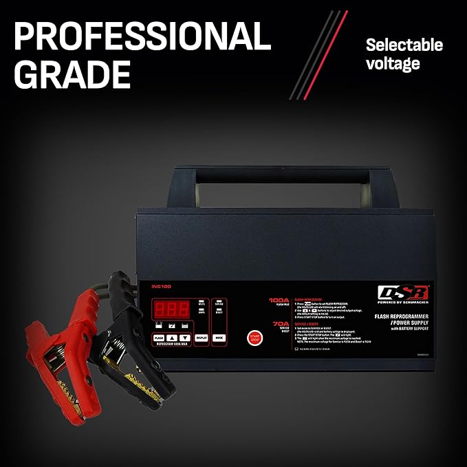 Schumacher Electric 100A Car Battery Charger and Power Supply, DSR Professional Grade, Service Mode, Flash Reprogram, Boost Charge, INC100, for 12V Automotive and Marine Batteries