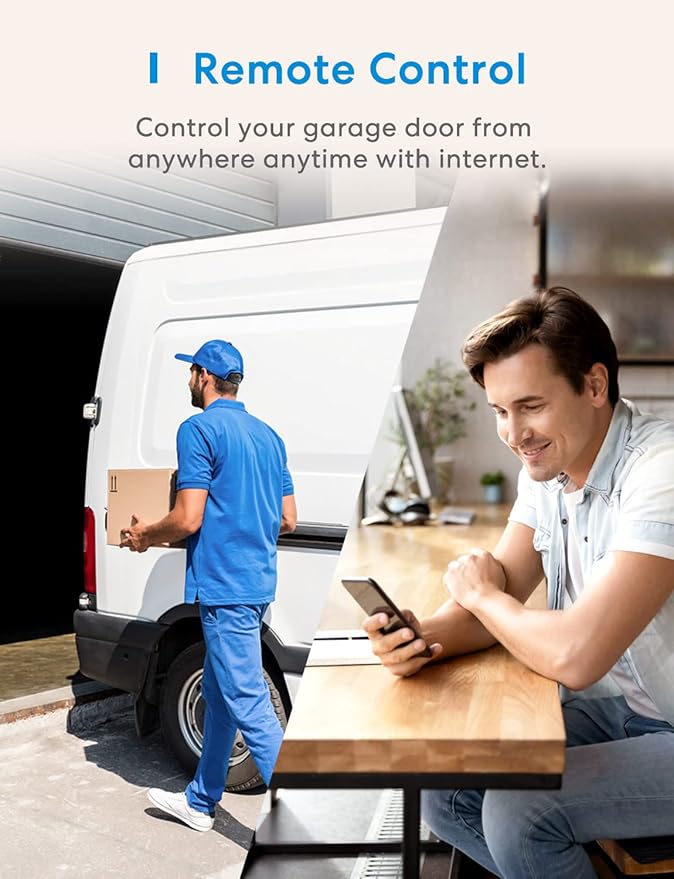 meross Smart WiFi Garage Door Opener Remote, App Control, Works with Alexa, Google Assistant and SmartThings, No Hub Needed（Non HomeKit Versions）