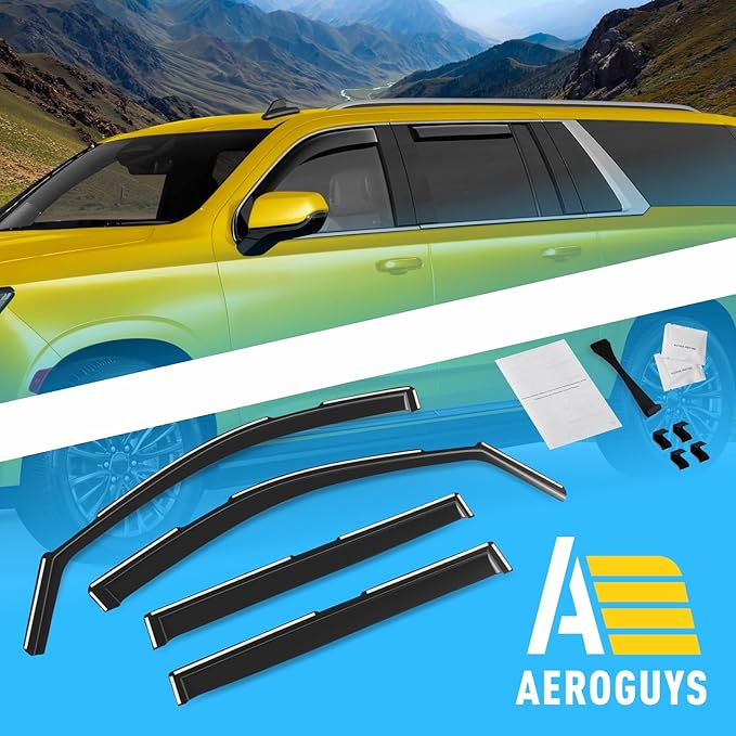 Extra Durable Window Deflectors in-Channel Window Visors Rain Guards Fit for Cadillac Escalade ESV 2021-2025, Sun Visors, Wind Vent for Shades, Exterior Car Accessories - 4 pcs. AG0889