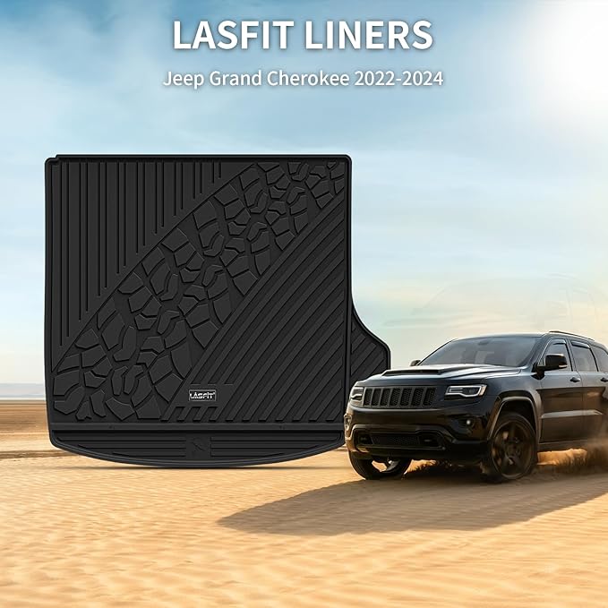 LASFIT Trunk Mat for Jeep Grand Cherokee 2022-2025 5-Seat (Include 4xe, NOT for L) All Weather TPE Custom Fit Cargo Mat Trunk Liner Cargo Liner, Black