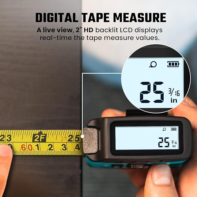 MiLESEEY DT20 Laser Tape Measure 3-in-1, 130FT Laser Distance Meter, 16FT Digital Tape Measure, Regular Tape Measure, Area Volume Measuring Pythagorean Mode, Waterproof and Rechargeable