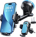 [True Military-Grade & 360 Degrees Rotatable Suction] 2025 YRU Ultimate Car Phone Holder Mount 【90+LBS Safest Strongest & Patent Certs】Dashboard Windshield Vent for iPhone 16 15 Pro Max Samsung, Blue