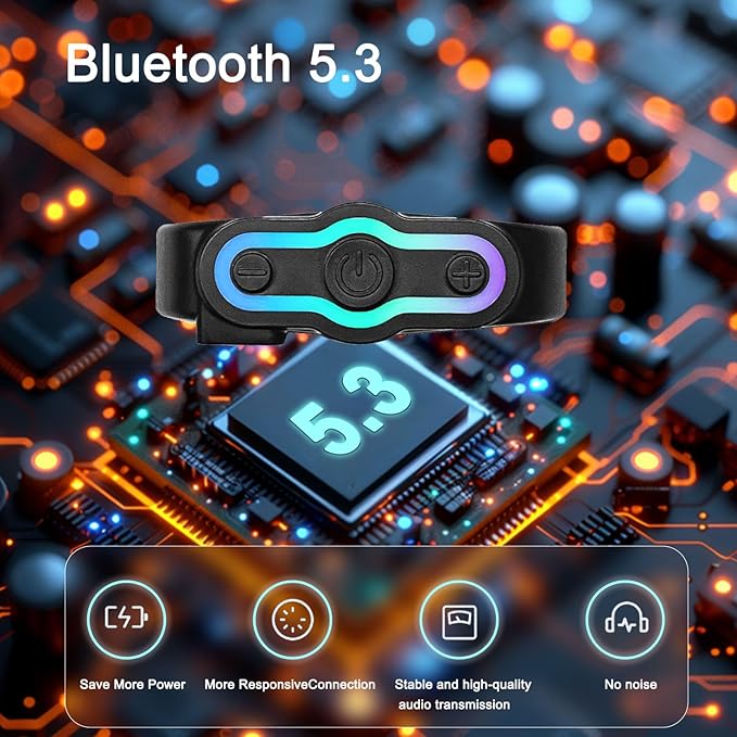 Motorcycle Helmet Bluetooth Headset Motorcycle Helmet Speaker IPX6 Waterproof Sports Headset,Automatic Answer,Music Call Control,RGB Light,Intelligent Noise for All Helmets